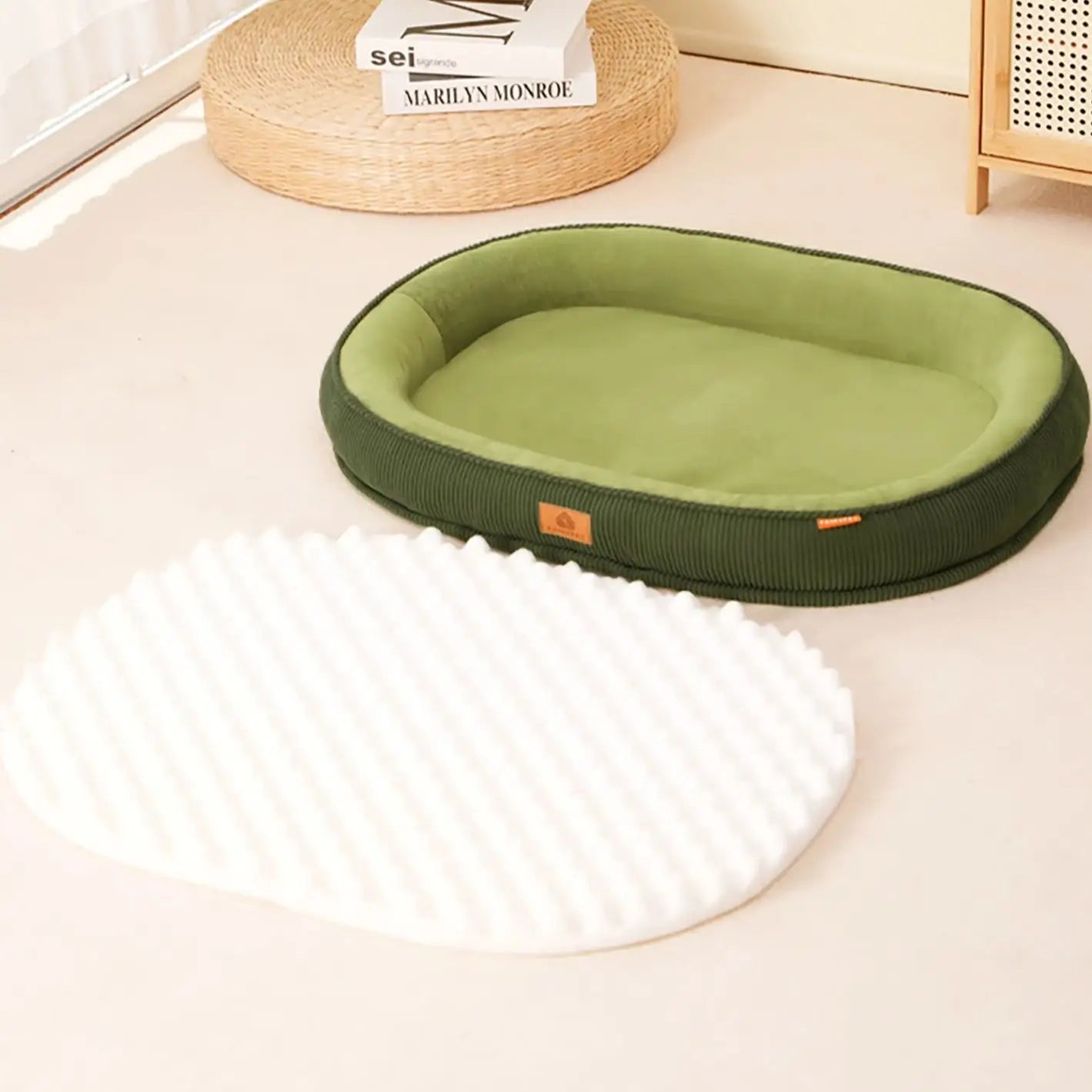 Corduroy Dog Bed Removable Washable Dogs Mat Winter Thickened Warmth Dogs Pad Soft Plush Anti-Slip Pet Sofa Bed Dog Accessories
