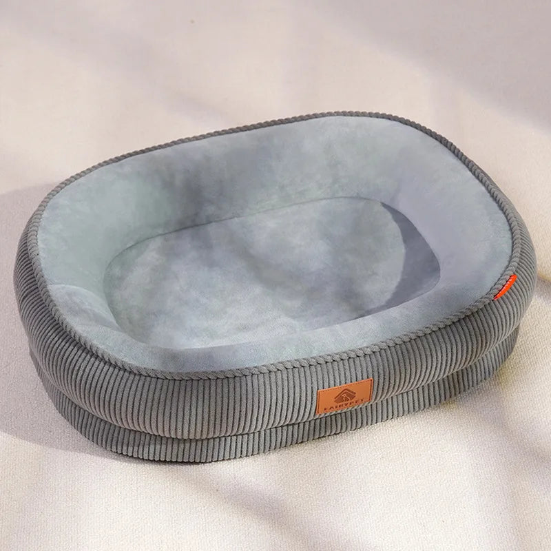 Corduroy Dog Bed Removable Washable Dogs Mat Winter Thickened Warmth Dogs Pad Soft Plush Anti-Slip Pet Sofa Bed Dog Accessories