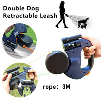 Retractable Dual Doggie Leash with LED Light, 360 Swivel No Tangle for Each Dog Independent Braking with 3M Reflective Leads