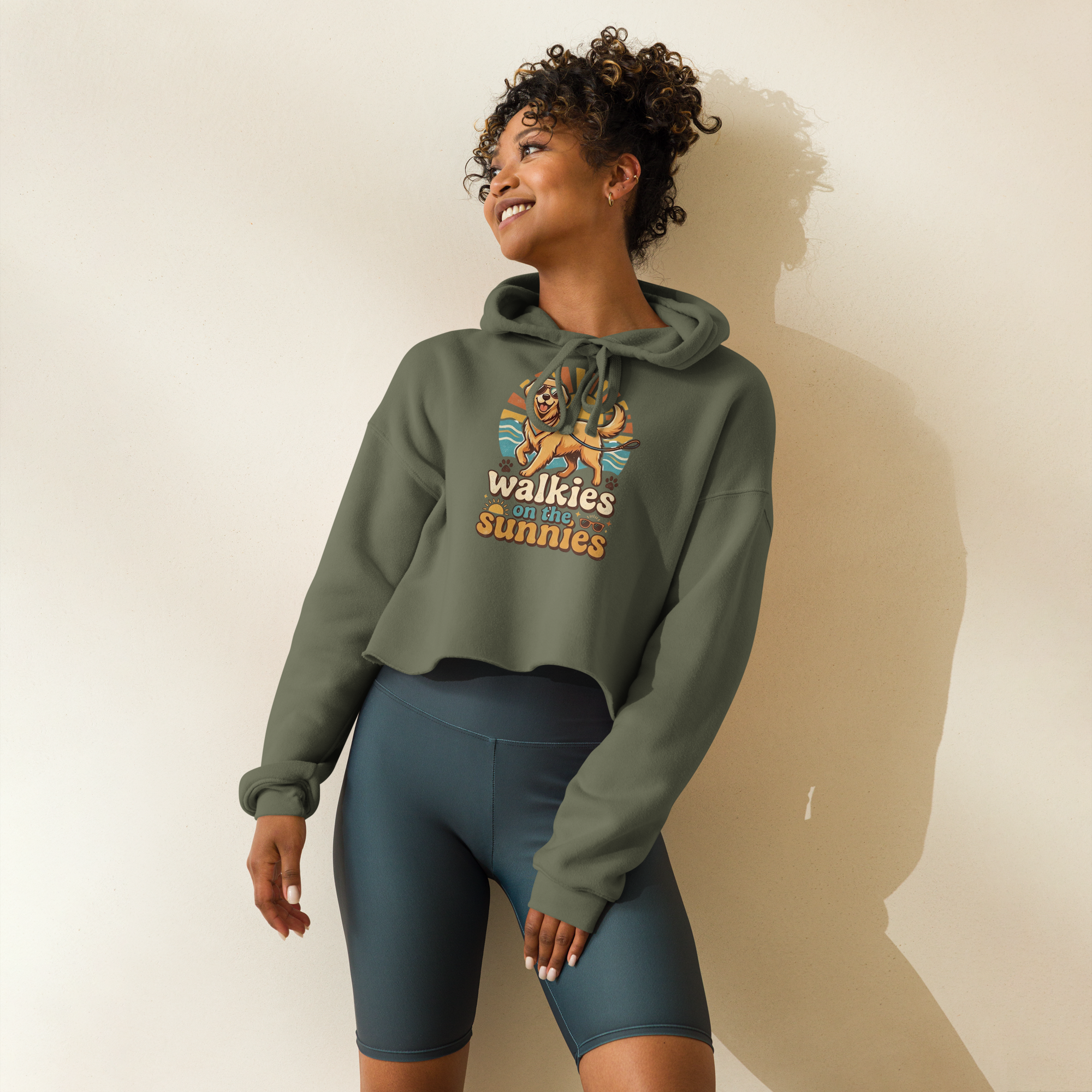 Crop Hoodie "Walkies on the Sunnies"