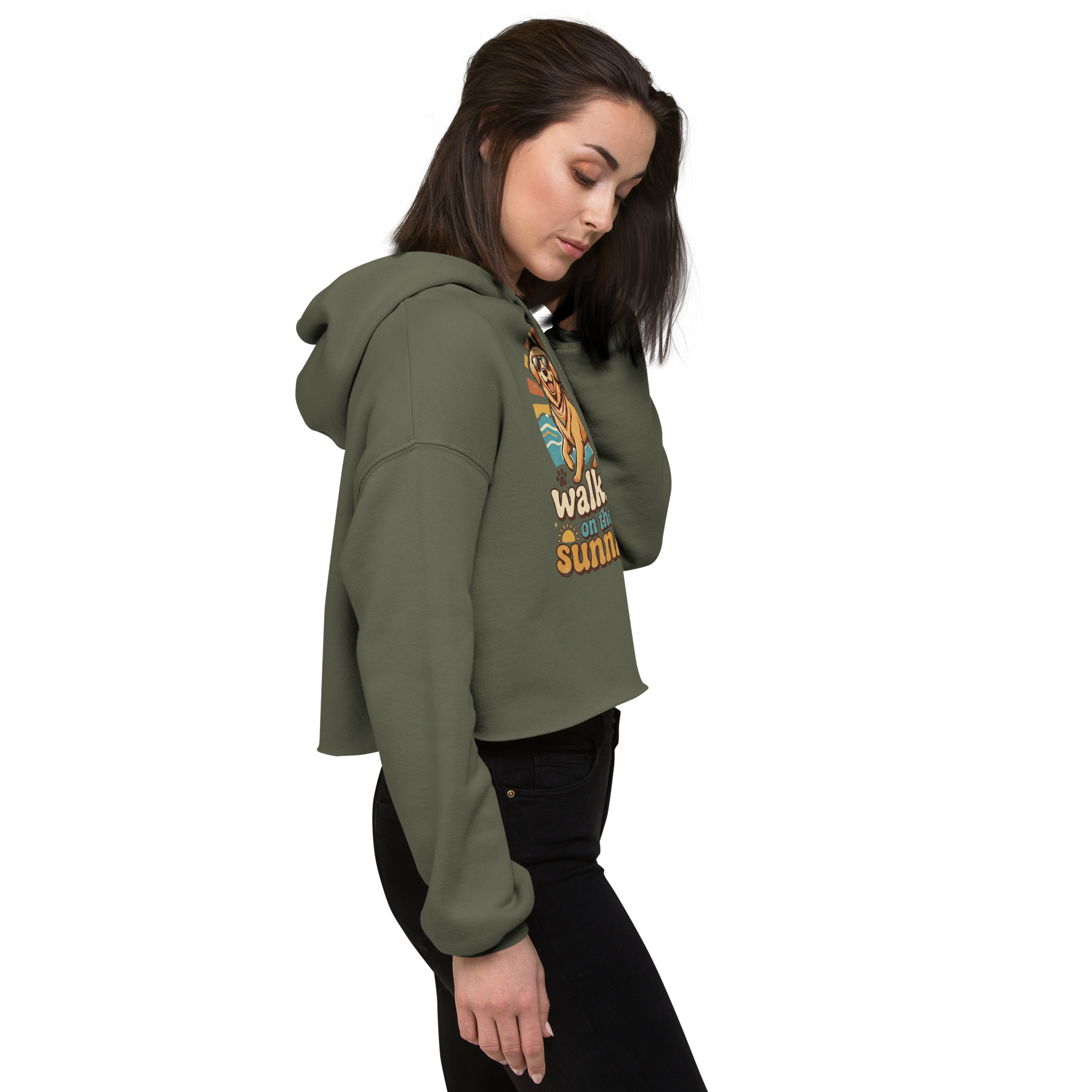 Crop Hoodie "Walkies on the Sunnies"