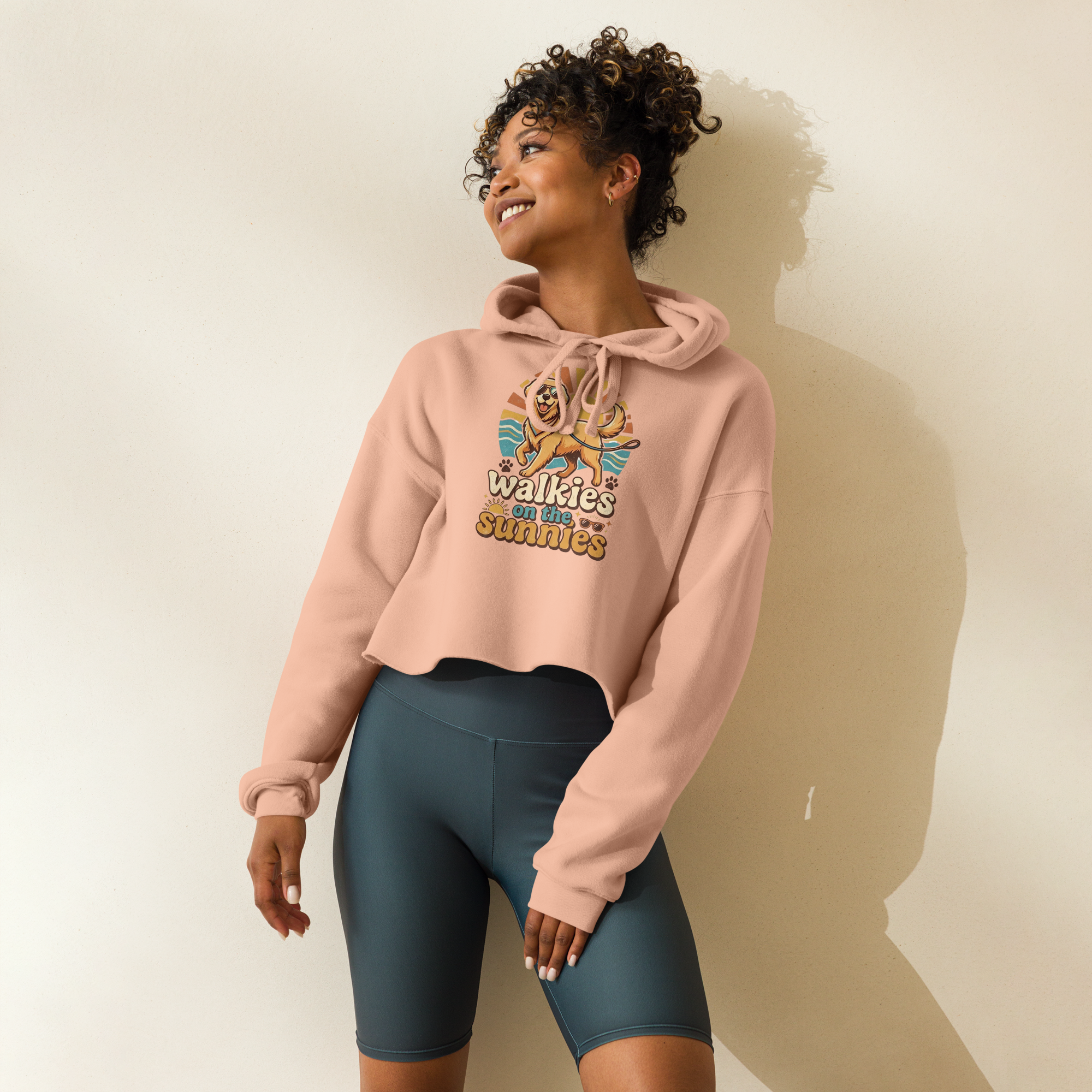 Crop Hoodie "Walkies on the Sunnies"