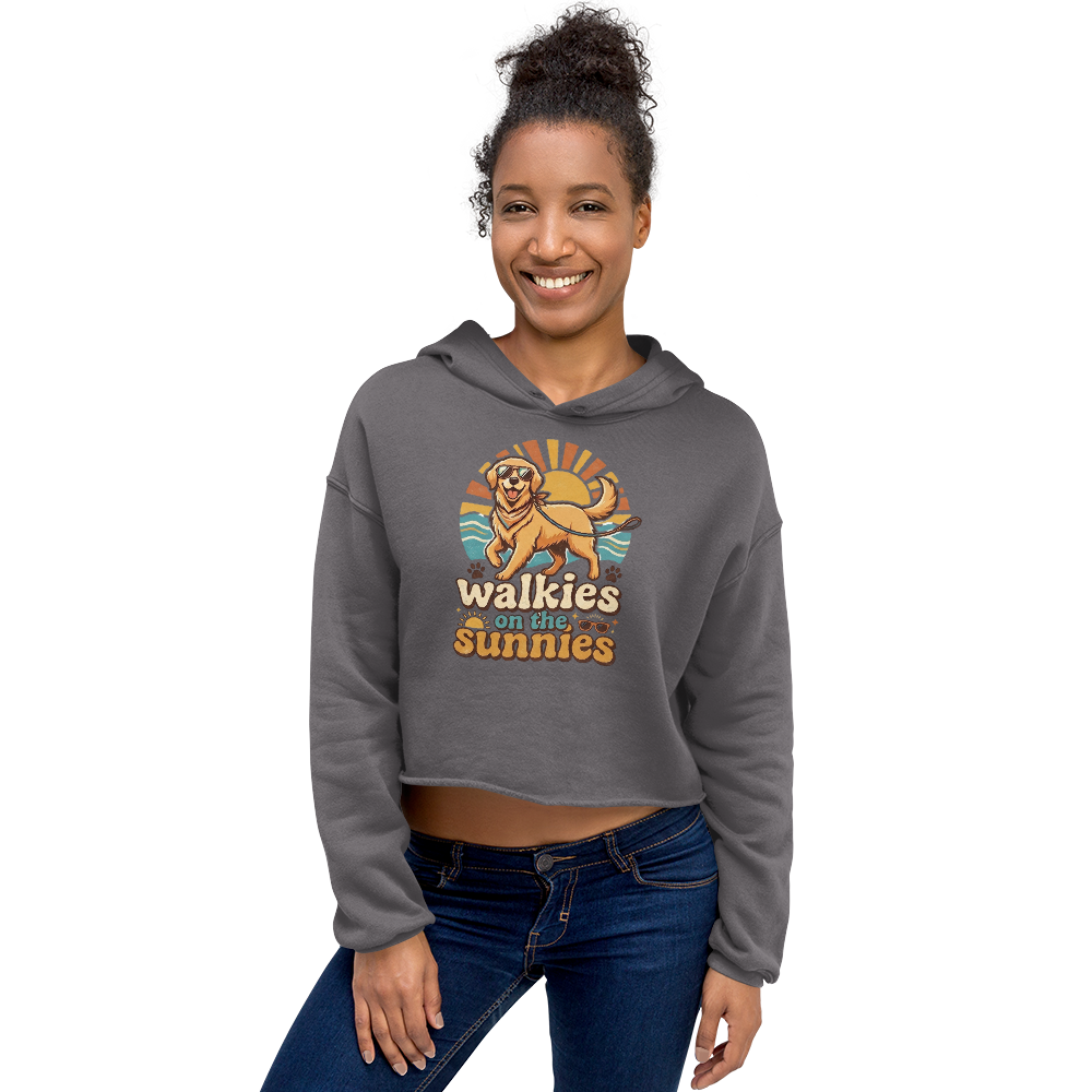 Crop Hoodie "Walkies on the Sunnies"